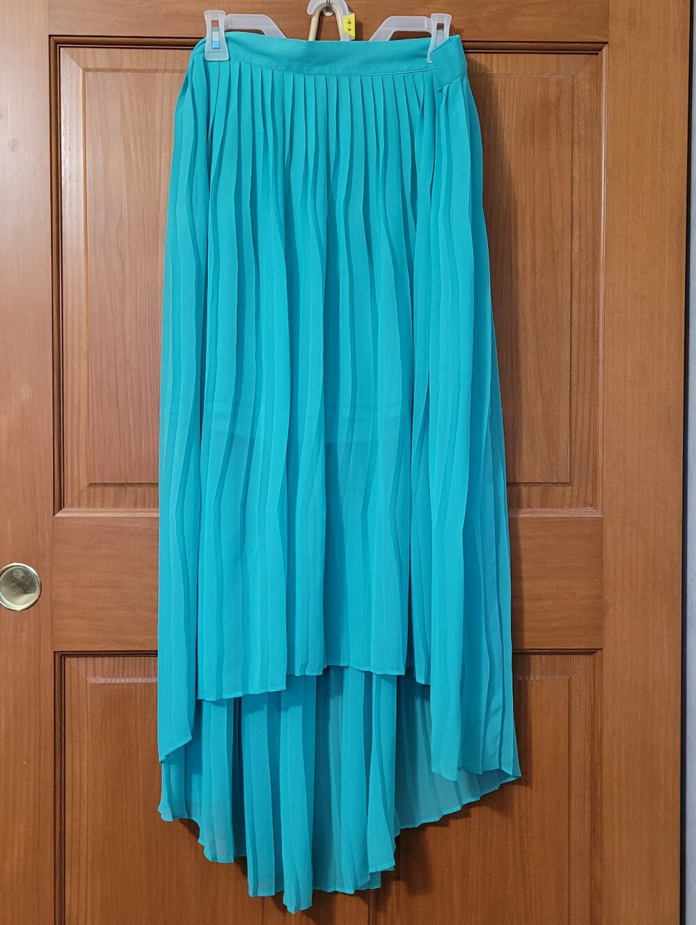 Attention High Low Pleated Skirt Womens XL Teal Lined Flowy Feminine